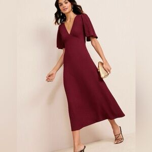 Hudson North V Neck Burgundy Formal Midi Dress, size S